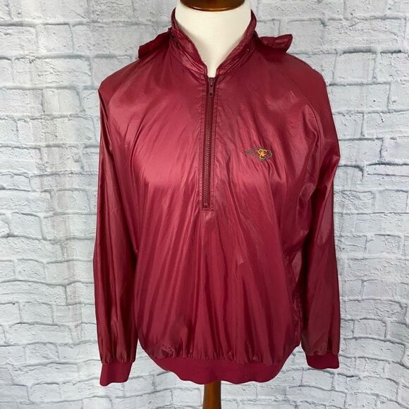 Duckster vintage quarter zip pullover w/store away hood maroon men sz XL - Picture 1 of 16